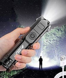cheap -Super Bright ABS Strong Light Focusing Led Flashlight Outdoor Portable Home Built-in Battery Rechargeable Multi-function Torch