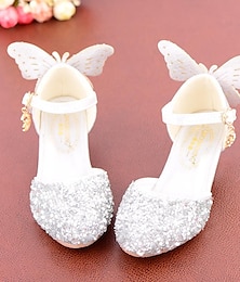 cheap -Girls' Heels Daily Glitters Dress Shoes Heel Microfiber Breathability Non-slipping Height-increasing Big Kids(7years +) Little Kids(4-7ys) Wedding Party Gift Walking Shoes Dancing Crystal