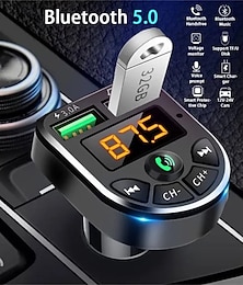 preiswerte -Bluetooth 5.0 FM-Transmitter Car Kit MP3-Modulator-Player Wireless-Freisprecheinrichtung Audio-Empfänger Dual-USB-Schnellladegerät 3.1a