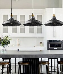 economico -lampada a sospensione a led a sospensione a soffitto industriale spazzolato vintage paralume bar illuminazione, illuminazione ristorante metallo antico stile rustico spazzolato
