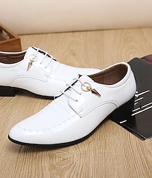 ieftine -Bărbați Oxfords Pantofi Derby Pantofi rochie Clasic Casual Englezesc În aer liber Zilnic Imitație Piele Respirabil Dantelat Negru Alb Bloc Culoare Toamnă Iarnă