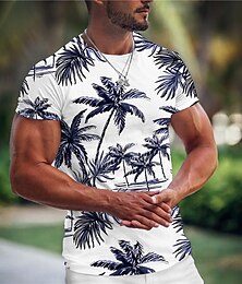 cheap -Palm Trees Tropical Mens 3D Shirt For Summer | White Cotton | Men'S Tee Graphic Coconut Crew Neck Clothing Apparel 3D Print Outdoor Casual Short Sleeve Fashion Hawaiian