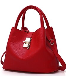 abordables -sac à main en similicuir rouge pour femme avec cadenas doré et chaîne - sac à bandoulière élégant pour un usage quotidien et formel