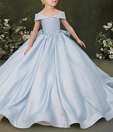 abordables -Vestido de Gala Cola de Corte Vestido de Niña Florista Primera Comunión Cinderella Niñas lindo vestido de fiesta Satén con Lazo(s) Frozen Ajuste 3-16 años