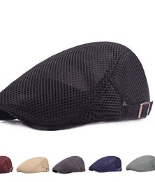 billiga -Herr Platt mössa Svart Vit Polyester Nät Streetwear Stylish 1920-talets mode Utomhus Dagligen Utekväll Slät Solskyddskräm