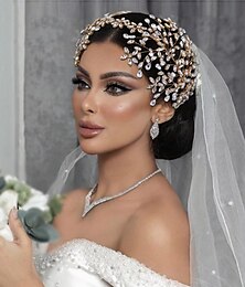 baratos -Bandanas Liga Casamento Igreja Elegante Casamento Com Detalhes em Cristal Capacete Chapéu
