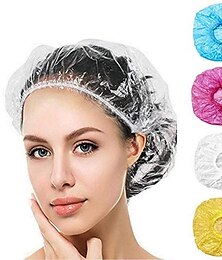 economico -Cuffie da doccia usa e getta da 100 pezzi, cuffia da bagno elastica ispessente multiuso cuffia da doccia trasparente impermeabile in plastica cuffia da doccia per capelli da donna spa, uso domestico, hotel e parrucchiere, viaggio portatile