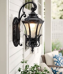 abordables -led applique murale luminaire antique applique murale lanterne externe étanche antirouille en aluminium verre lanterne applique lanterne cour jardin balcon villa lumières décoratives