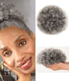 abordables -ombre gris afro bouffée cordon queue de cheval naturel crépus bouclés queue de cheval extension de cheveux pour les femmes noires afro-américain court crépus queue de cheval cordon