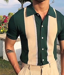 abordables -Homme Polo Pull Tee Shirt Golf Usage quotidien Col de Chemise Manches courtes mode Style vintage Rayé Tricoté Eté Hiver Standard Noir Blanche bleu marine Vert Café Polo Pull