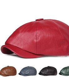 baratos -Homens Chapéu de Boina chapéu de jornaleiro Preto Vermelho Courino Roupa de rua à moda Moda Dos Anos 20 Ao ar livre Diário Para Noite Tecido Filtro Solar