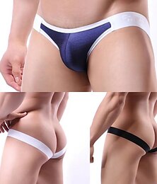 billige -Herre 1 pakke Sexede trusser Jockstrap U konveks Nylon Ren farve Medium Talje Sort Hvid