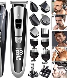 billiga -kemei hårtrimmer elektrisk klippare skönhetssats multifunktions rakapparat för män skäggtrimmer sladdlös skärmaskin lcd-skärm 5