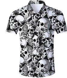 economico -Per uomo Teschi Camicia Camicia con bottoni Manica corta Di tendenza Fantastico Punk e gotico Strada Informale Giornaliero Estate Primavera Collo ripiegabile Stampa Bottone giù Nero Rosso Viola Nero