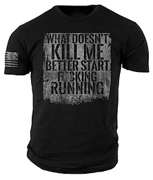 cheap -Memorial Day Mens Graphic Shirt Letter Prints Black Yellow Pink Tee Cotton Blend Basic Modern Contemporary Short Sleeves What Doesn 'T Kill Better Start Fucking Running Vintage