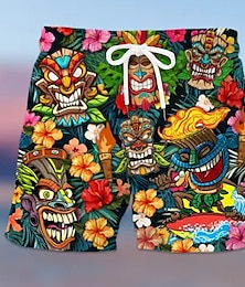 billiga -Herr Boardshorts Badshorts Sommarshorts Beach Shorts Snörning med meshfoder Elastisk midja Grafiska tryck Blomma Snabb tork Kort Ledigt Dagligen Helgdag Hawaiisk Boho Gräsgrön Rubinrött Microelastisk