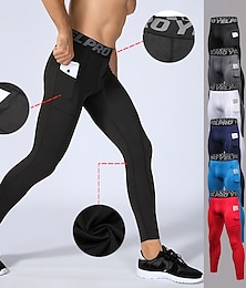 voordelige -Voor heren Strakke hardloopbroek Compressiebroek met telefoonzak Hoge taille Basislaag Winter Buikcontrole Billenlift Sneldrogend Fitness Sportschooltraining Hardlopen Sportkleding Sportkleding Zwart