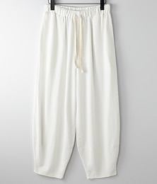 economico -Per uomo Pantaloni di lino Pantaloni Pantaloni estivi Tasche Vita elastica Liscio Comfort Esterno Giornaliero Per uscire Streetwear Moda Nero Bianco
