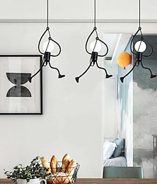 economico -lampada umanoide oscillante 1-3 lampada da soffitto industriale nera moderna lampada da soffitto industriale figura stilizzata illuminazione lampadario per isola cucina corridoio camera da letto sala