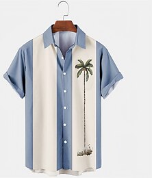 economico -Per uomo Color Block Albero di cocco Piante tropicali Camicia Camicia hawaiana Camicia da bowling Manica corta Camicia Collo ripiegabile Di tendenza Stile anni '50 Comodo Da mare Strada Per uscire