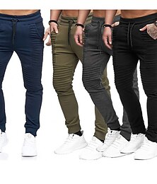 cheap -Men's Jogging Running Sweatpants Casual Solid Drawstring Gym Athletic Pants Trendy Fitted Slim Mid-Waist Track Pants Army Green