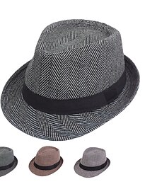 billiga -Herr Fedorahatt Panamahatt Khaki grön Ljusgrå Bomull Streetwear Stylish 1920-talets mode Utomhus Dagligen Utekväll Grafiska tryck Solskyddskräm
