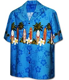 preiswerte -Herren Übergröße Sommer Hawaiihemd Groß und hoch Grafikdrucke Umlegekragen Knöpfe Kurzarm Frühling & Sommer Tropisch Mode Hawaiianisch Outdoor Urlaub Oberteile