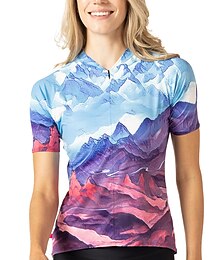 economico -Per donna Maglia da Ciclismo Grafico Blocco di colori Sfumatura Manica Corta Bicicletta Maglia Top con 3 tasche posteriori Mountain Bike MTB Ciclismo su strada Asciugatura Rapida Strisce Riflettenti