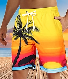 billiga -Herr Boardshorts Badshorts Bermudashorts Beach Shorts Snörning Elastisk midja 3D-utskrift Grafisk Kokosnötsträd Andningsfunktion Snabb tork Kort Ledigt Dagligen Helgdag Streetwear Hawaiisk Lutning