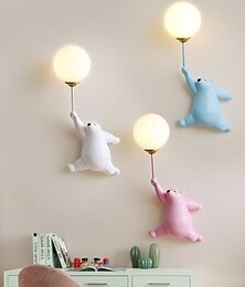 abordables -luces de pared led pequeño globo de dibujos animados oso linda lámpara de pared para niño niña habitación de los niños apliques de pared del dormitorio con impresión 3d luna aplique de pared