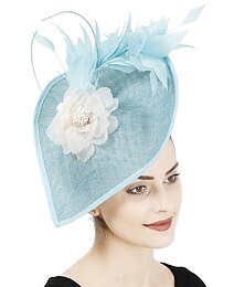 economico -fascinators sinamay Matrimonio Tè Kentucky Derby Corsa di cavalli Festa delle donne Vintage Di tendenza Fatto a Mano Con Piume Fantasia floreale Copricapo Copricapo