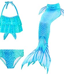 voordelige -Kinderen Voor meisjes Zeemeermin zwemkleding Zwempak Bikini Prestatie Strand Verloop Actief Strandstijl Halster Badpakken 4-12 jaar Zomer Lichtgroen
