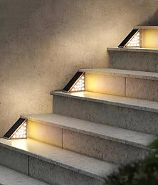 זול -2 יחידות אור צעד סולארי אורות מדרגות חיצוניות LED עיצוב עדשת סופר בהיר ip67 עמיד למים נגד גניבה אור מדרגות תאורת עיצוב תאורת לסיפון גן מנורת גן