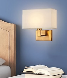 economico -Applique Led Moderne Con Paralume In Tessuto E Tessuto Doppio Braccio Lampade Da Parete Comodino Applique In Metallo 110-240v