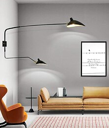 cheap -Simple Style Swing Wall Lamp with Dome Lampshade 1-2 Light Black Wall Lamp Suitable for Corridor Entrance Bedroom Dining Room E26/E27 Bulb