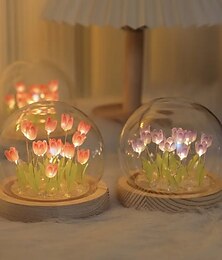 cheap -DIY Tulip Night Light Simulation Flower Bedroom Valentine's Day Gift INS Sleep Light Birthday Gift Atmosphere Light Desk Decoration