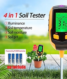 ieftine -Contor 4 în 1 de umiditate a solului de inspecție a temperaturii/umidității solului/phmetrului/intensitatea luminii solare/contor de testare a solului umidității mediului pentru grădinărit,