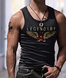 cheap -Men's Vest Top Sleeveless T Shirt for Men Graphic Letter Crew Neck Clothing Apparel 3D Print Daily Sports Sleeveless Print Fashion Designer Muscle