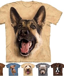 abordables -Animal Chien Manches Ajustées Dessin Animé Manga Animal Art graphique Tee-shirt Pour Couple Homme Femme Adulte Impression 3D Casual Quotidien