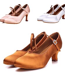 cheap -Women's Ballroom Dance Shoes Modern Shoes Performance Training Party Heel Flared Heel Nude Black White