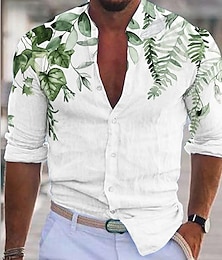 billiga -herr linneskjorta skjorta uppknappad skjorta sommarskjorta fritidsskjorta strandskjorta blå lila grön långärmad grafisk turndown sommar vår gata hawaiiska kläder kläder button-down