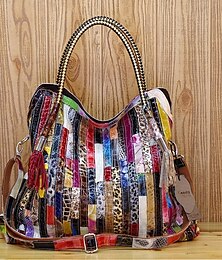 abordables -sac à main en cuir patchwork multicolore chic - fourre-tout de créateur accrocheur, parfait pour les tenues avant-gardistes et les occasions spéciales