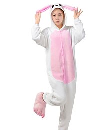 cheap -Adults' Kigurumi Pajamas Nightwear Rabbit Bunny Character Onesie Pajamas Funny Costume Flannel Cosplay For Men and Women Carnival Animal Sleepwear Cartoon