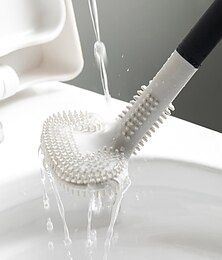 Недорогие -силиконовая щетка для унитаза, 1 шт., головка щетки для гольфа, без мертвых углов с обеих сторон, мягкая щетка для чистки волос, изогнутая щетка для унитаза