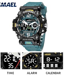voordelige -smael dual display mannen sport digitale horloges waterdichte sporthorloge militaire man alarm stopwatch quartz horloge mannelijke digitale klok
