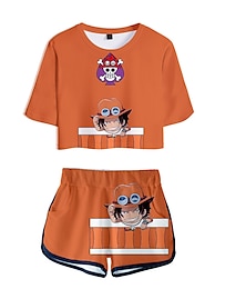 abordables -One Piece Monkey D.Luffy Roronoa Zoro Tenue Shorts Haut Découpé Animé 3D Art graphique Pour Femme Adulte Impression 3D