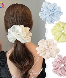economico -anello per capelli in corda per capelli in chiffon stampa cuore d'amore fasce per capelli elastiche scrunchy ricoperte in tessuto satinato accessori per porta coda di cavallo per nodi superiori per