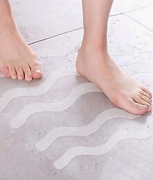 economico -12pcs strisce antiscivolo s adesivi antiscivolo per doccia a forma di onda striscia di sicurezza autoadesiva impermeabile per vasca da bagno doccia casa