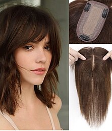 cheap -Choices 120% Density Silk Base Top Hairpiece 100% Human Hair Extensions Clip In On Hair Topper For Women Hand-made Top Hair Piece Middle Part With Thinning Hair Loss Hair #4 Medium Brown 6'' 27g