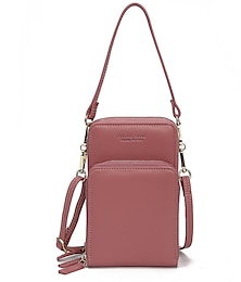 رخيصةأون -نسائي حقيبة الهاتف المحمول جلد PU مناسب للبس اليومي مناسب للخارج سحاب لون سادة خمر أسود أحمر